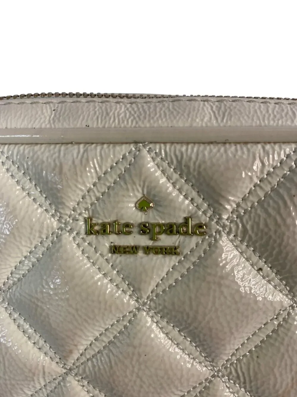 Kate Spade New York Quilted Crossbody Bag Metallic Gold Leather Chain Strap